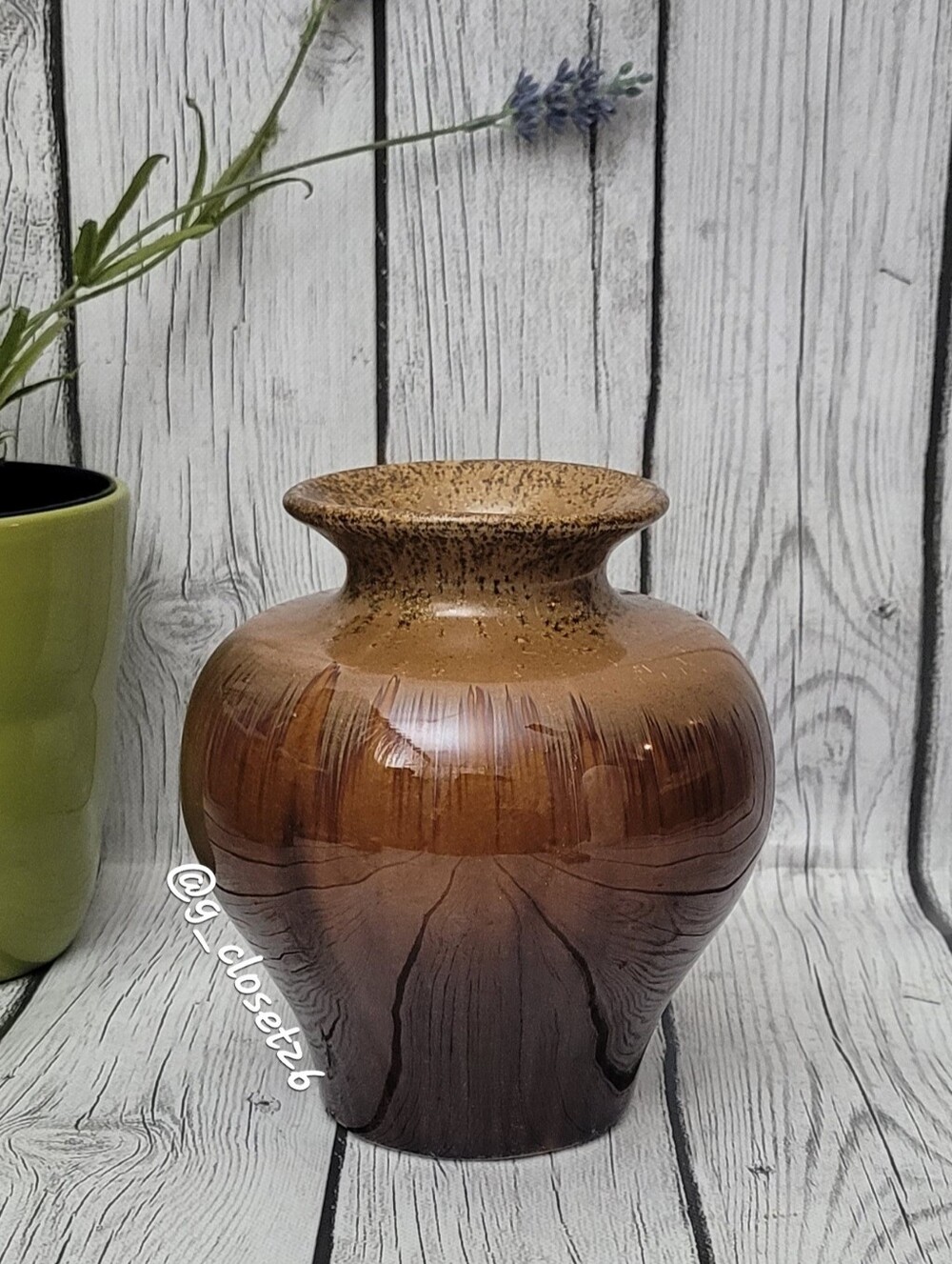Vtg. Drip Glazed Ceramic Vase